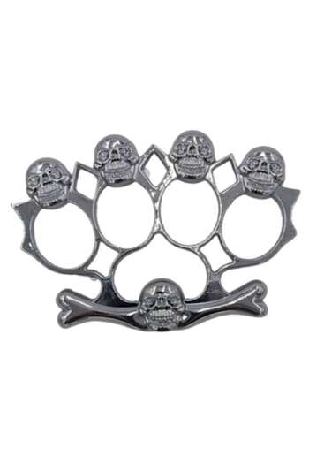 dalimag Box Knuckle for Self-Defense with 4 Skulls, 1cm Thickness, Gray,