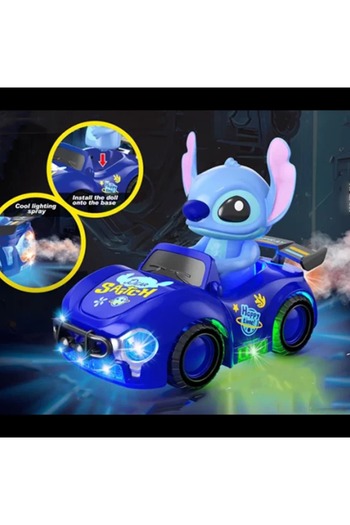 Toybox سيارة لعبة كهربائية للأطفال برسومات كرتونية مع أضواء ملونة وموسيقى ورذاذ عادم