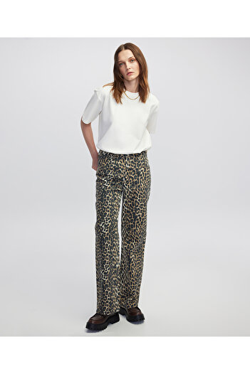 İpekyol Leopar desen non denim pantolon