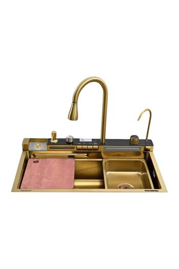 Hausberg Chiuveta multifunctionala din otel inoxidabil, baterie, cuva fructe/legume, tocator, 750x460x220