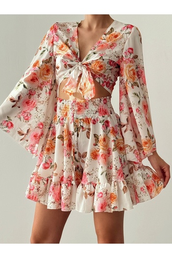 Friday Mood Women's Patterned Skirt Blouse Set