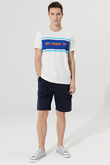 AC&Co / Altınyıldız Classics Men's Navy Blue Standard Fit Regular Cut 100% Cotton Plain Knitted Shorts