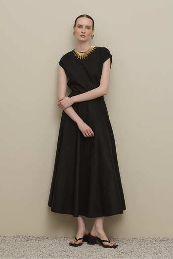 Fahhar Godeli Lyocell Linen Skirt Black