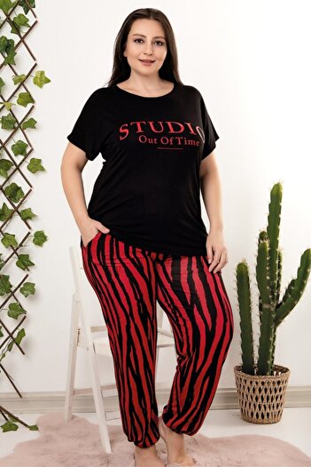 tarzımsüper Set pijamale de lux marime mare, talie elastică, model confortabil, costum de pijama pentru femei din bumbac