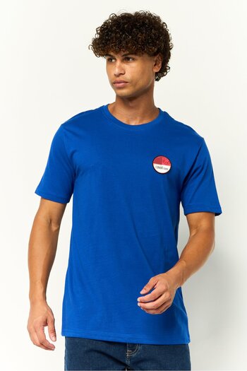 Cavalli Class Men Crew Neck Short Sleeves Brand Logo T-Shirt, Blue