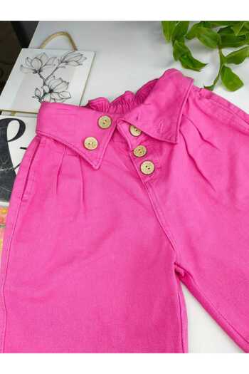 GallanD Girls' Shorts Colorful Soft Cotton Fabric Pocketed Pleated Buttoned Waist Fitting Elegant Cut