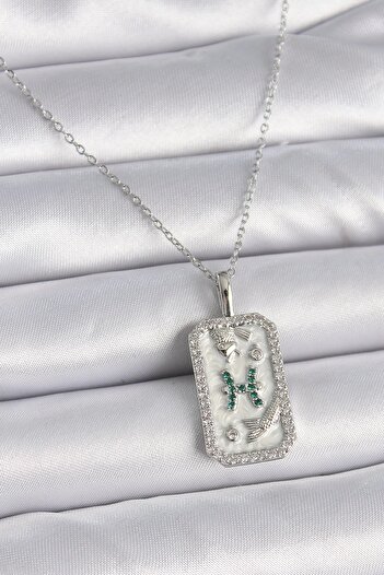 Skygo 316L Steel Silver Color Chain Pisces Zodiac Sign Zircon Stone Women's Necklace