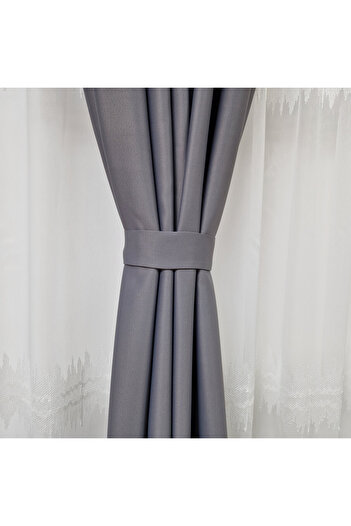 Perdelenoi by Igni Comex Blackout Drapes, Plain Grey , Set Of 2 Pieces