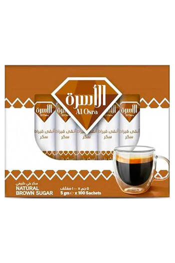 Al Osra Natural Brown Sugar, Pack of 100 Sachets 500G