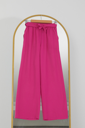 DPARİS Elastic Waist Relaxed Fit Loose Leg Casual Trousers