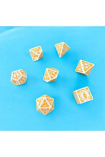 Le Majeur DND Frp Zar Seti 7li Set Dnd Zarı Dungeons And Dragons Masaüstü Oyun Zarı Sarı Beyaz Kese HEDİYE