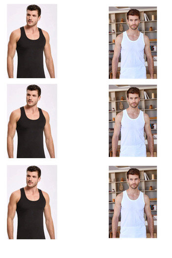 QULAT Men's Cotton Plain Classic Undershirt Black-White / 6 Pieces