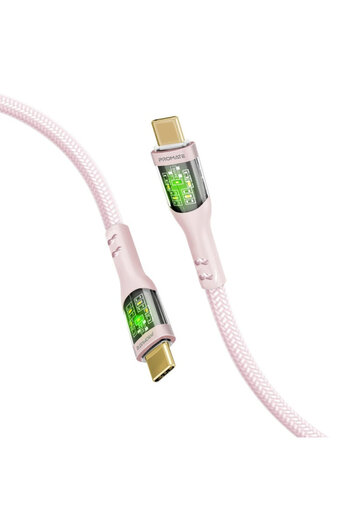 Promate 60W Super Fast Charging Type-C Cable with Gold-Plated Transparent Charging Head Supports Data Transfer