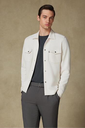 Abbate Urbano Armuri Overshirt Cotton Oversize Fit Ecru Classic Collar Men's Plain Shirt