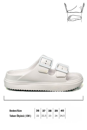 Moda Anna Double Buckle Lightweight Eva Summer Beach Slippers Pool Slippers Sink Slippers White