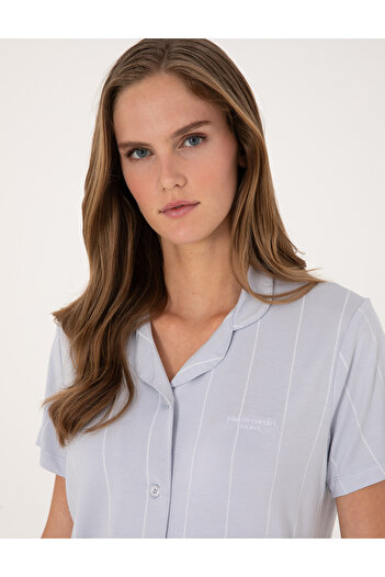 Pierre Cardin Mavi Kısakollu Gömlek Pijama Takımı 50319048-VR036