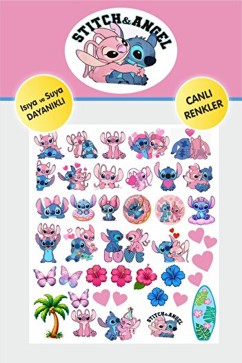 Piksel Grafik Stitch and Angel Sticker Set - Pen, Laptop Notebook Water Bottle Sticker