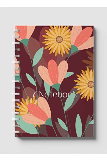 LOWHA Spiral Notebook with Front and Back Hard Covers Featuring Classical Theme Floral Design