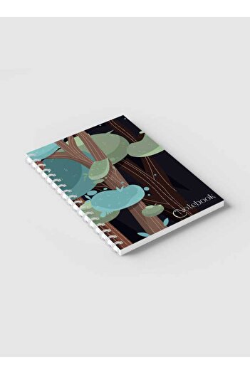 LOWHA Spiral Notebook with Front and Back Hard Covers Featuring Classical Theme Forest Design