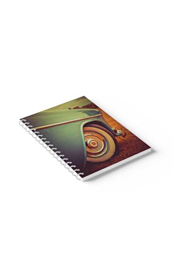LOWHA Spiral Notebook with Front and Back Hard Covers Featuring Classic Car Design