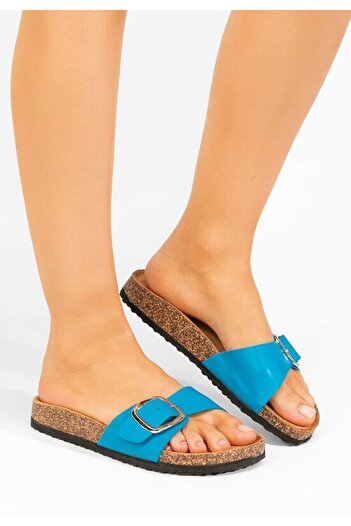 B T Shoes Evet V3 blue thick-soled slippers