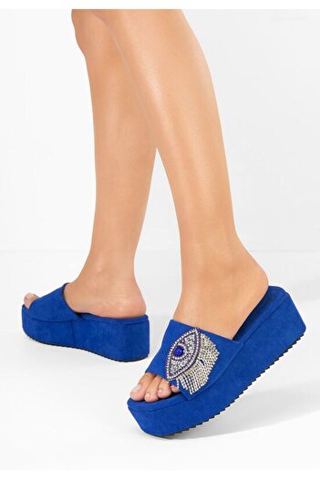 B T Shoes Papuci cu platformă Fyona albastri