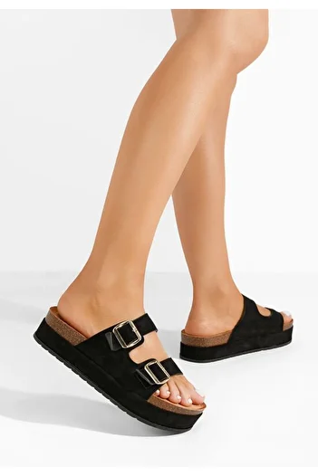 B T Shoes Ronna black high-heeled slippers