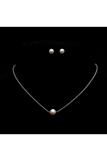 ElectraStore Silver Jewelry Set With Cultured Pearl