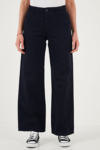 Lela Cotton Standard Fit High Waist Wide Leg Pants Pants 668Yp5344