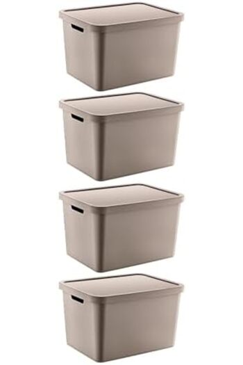 STOREMAX Sellbuyst 4'Lü Set Stafi Multi-Purpose Box with Lid Terra 18 Lt - Bej, Multi-Purpose Box with Lid