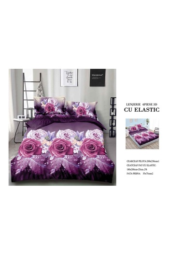 CHIRASO CHIRASO 3D Bedding Set, 4 pieces, ELASTIC Sheet 180x200+25cm, Duvet Cover 200x230cm, 2 Pillowcases