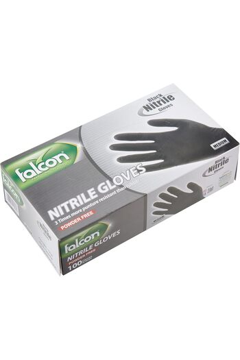 Falcon Nitrile Gloves Powder Free (Medium) black