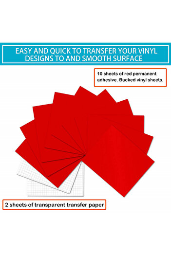 AIZMEI Set of 12 transfer foils, vinyl, red, 25 x 25 cm