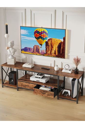 Yanara TV Table, Modern Iron-Wood TV Stand With Non-Woven Dustproof Drawers，Minimalist Design，Easy Assembly