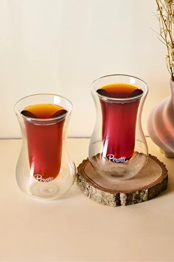 Perotti Set of 2 Heat Resistant Double Walled Glass Tea Cup 150 ml