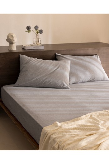 Madame Coco Odette Double 100% Cotton Ranforce Fitted Sheet Set - Gray