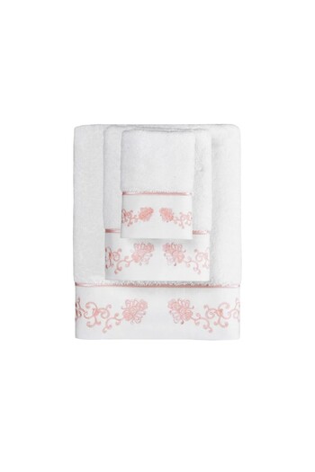Soft Cotton Soft Cotton Beach Towel, 100% Cotton, White, Embroidered, 85 x 150 cm