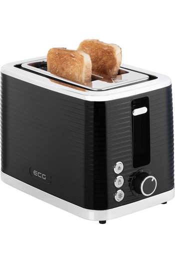ECG ST 2750 Stripe Toaster, 930 W, 2 slices, 7 browning levels, stainless steel elements, black