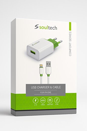 Soultech iPhone Uyumlu Şarj Aleti ve Kablo Seti | 2.1A Hızlı Şarj | USB – Lightning Girişli