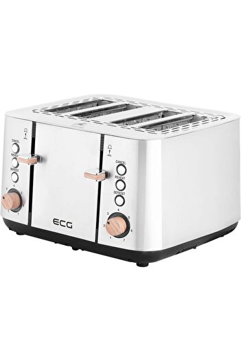 ECG ST 4767 Timber Toaster, 1850 W, 4 slices, 7 browning levels, stainless steel and wooden elements