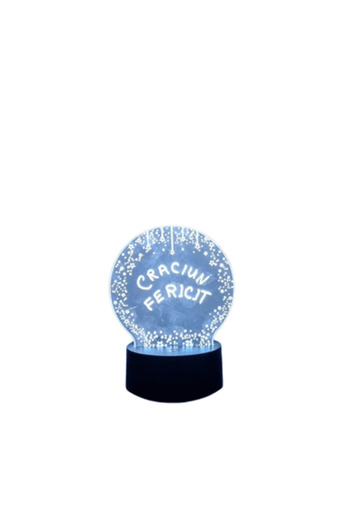 halber 3D decorative lamp with customizable message, Globe type, with marker included, halberd, Black