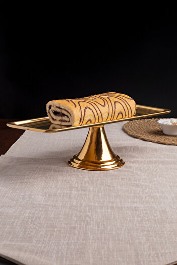 NEWTREND Züccaciye Luxury Rectangular Gold Standing Cake, Pastry, Cookie, Dessert, Catering, Dowry Presentation Serving Stand