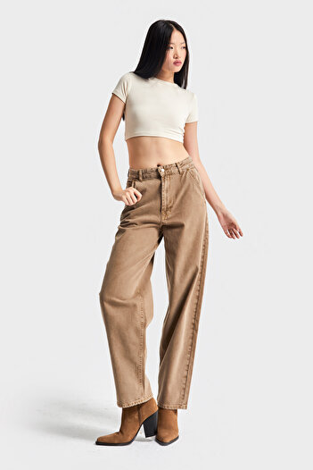 its basic Γυναικείο Καφέ Χρώμα 3w5-76 Skater Fit Loose Cut 100% Κατώτατο Εσωτερικό Μέγεθος 78cm Τζιν Τζιν