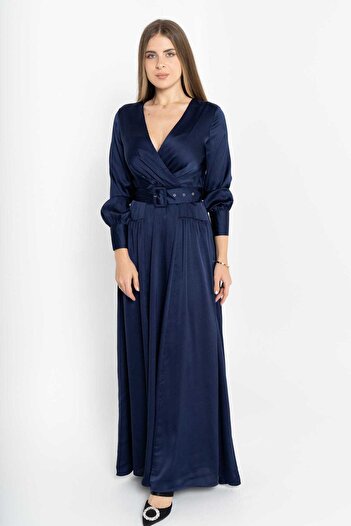 Nichii Women's Long Sleeve Maxi Wrap Dress Without Buttons