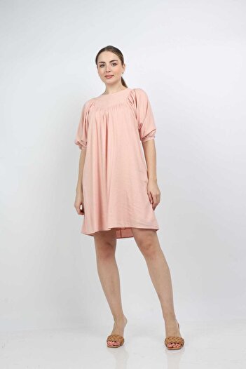 Nichii Women's Solid Short Dress with 3/4 Sleeves