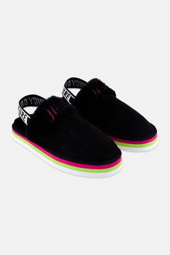 Juicy Couture Women Medium Onetta Faux Fur Sling Back Clogs, Black