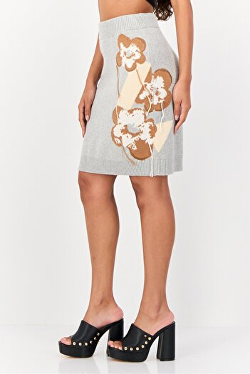 Esprit Women Embroidered Pull-On Mini Skirt, Grey