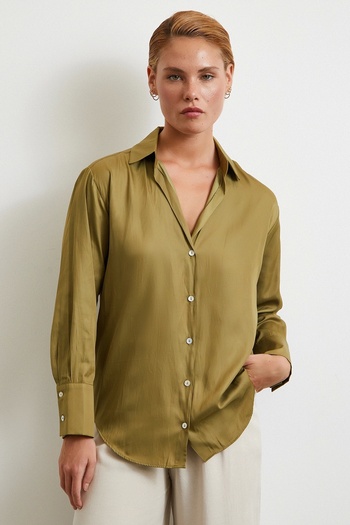 Never more Diagonal Pattern Shirt Green