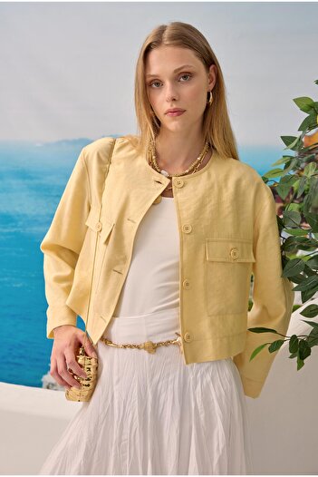 HEQA Modal Crop Jacket Soft Yellow