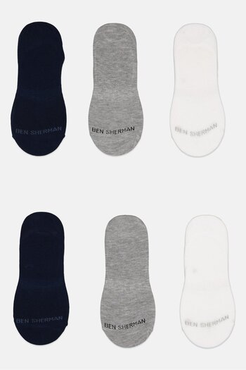 Ben Sherman Men 6 Pairs Brand Logo Silicone Heel Grip Socks, Multicolor